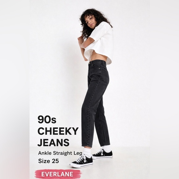 Everlane Denim - Everlane 90s Cheeky Jean Size 25 Ankle Black Organic Cotton Straight Leg Denim